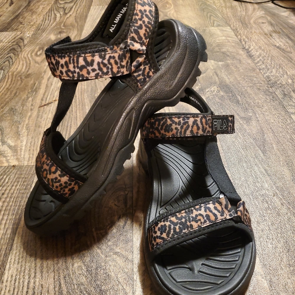 Fila cheetah print sandals